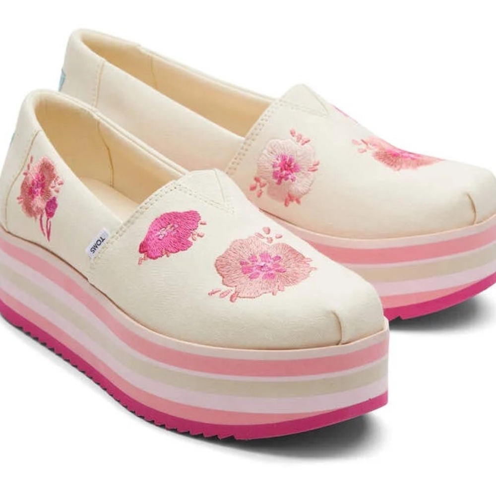 TOM’S Alpargata Platform Slip On Shoes Size 11 in Excellent Condition - Picture 2 of 15